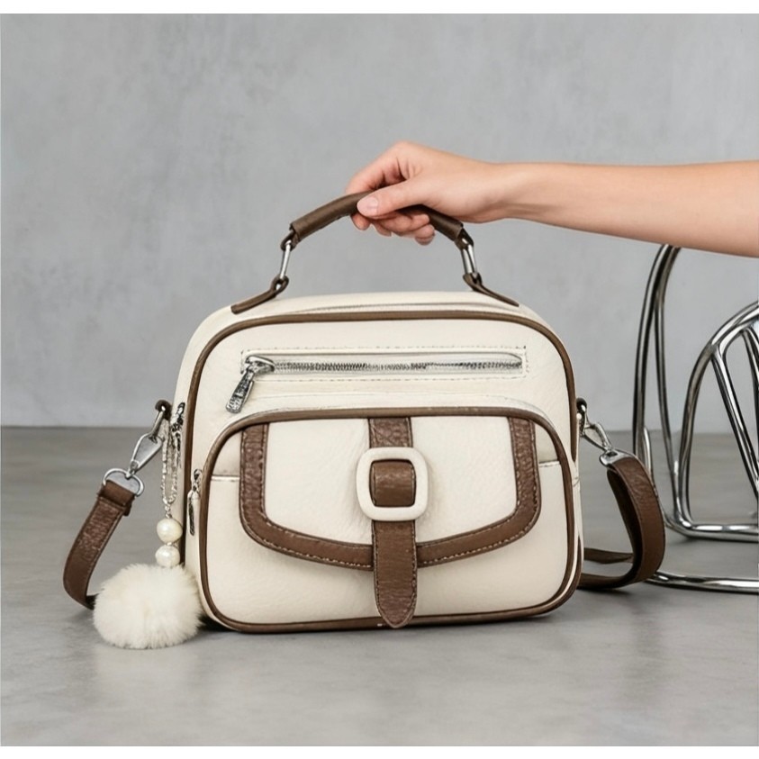 Bolsa Crossbody De Couro PU De Grande Capacidade Feminina Elegante Alça Ajustável B751 AMY em Oferta na Shopee