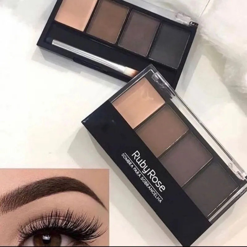 Sombra para Sobrancelha Ruby Rose HB-F572 | Paleta Completa com Pincel e Espelho