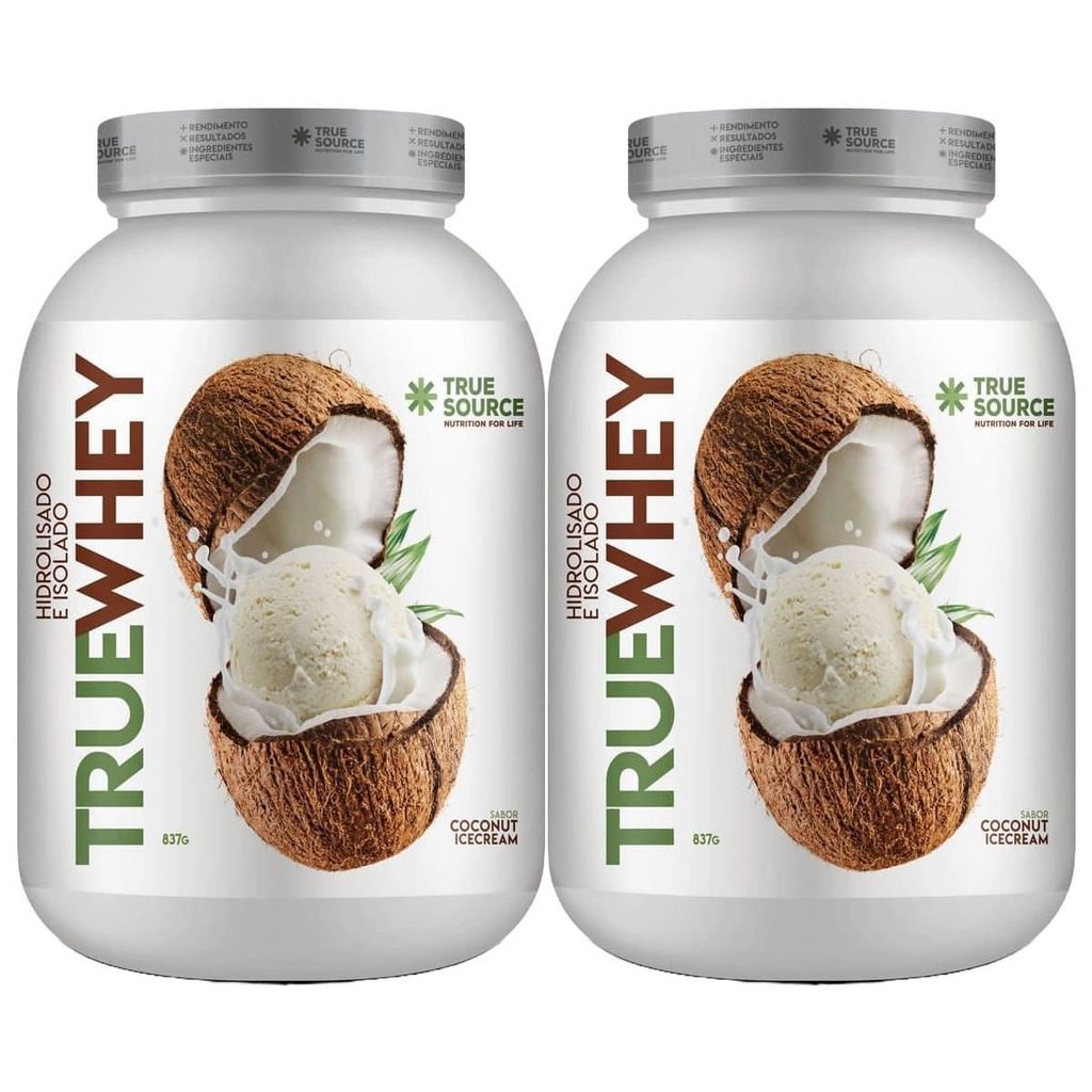 Kit 2X True Whey Protein Hidrolisado e Isolado - 837g Coconut Ice Cream - True Source