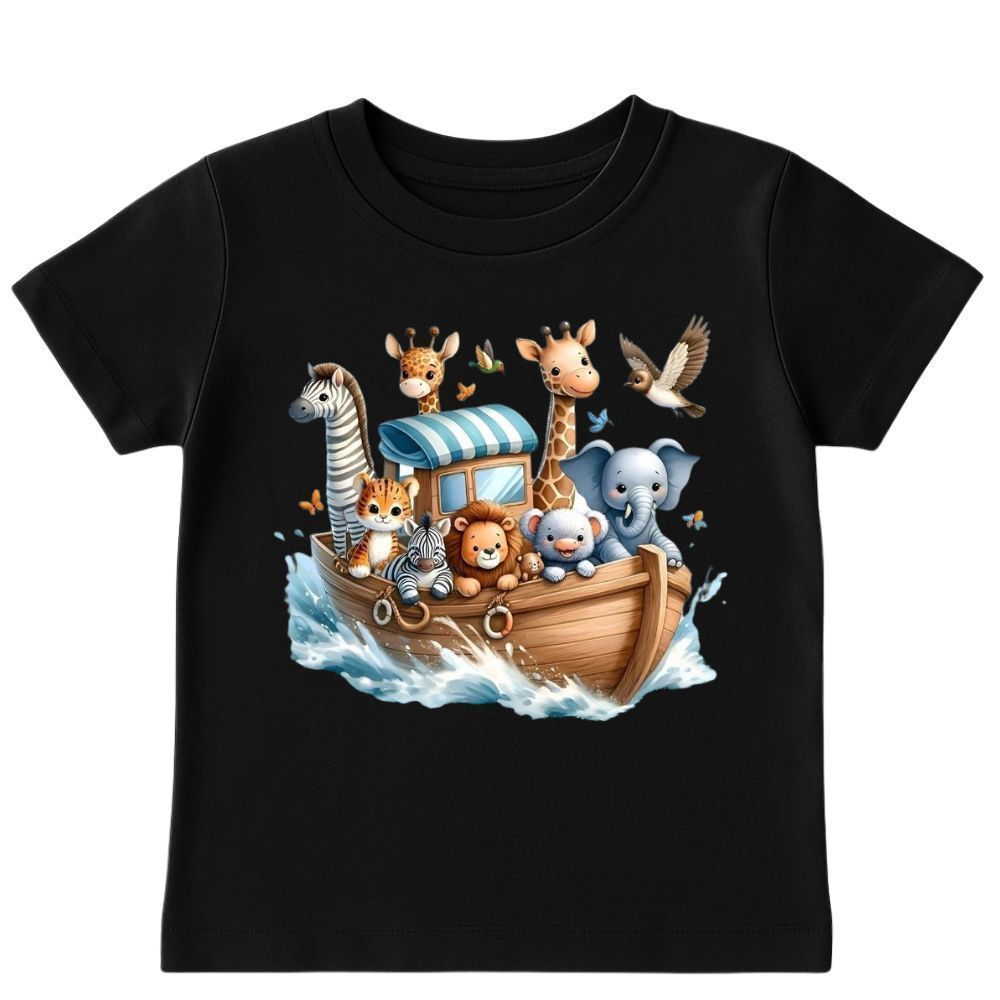 Camiseta Infantil Unissex Arca de Noé Safari Personalizada 100% Algodão