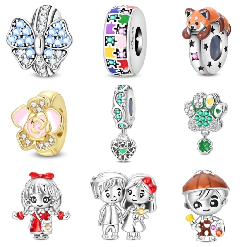 Berloques cobra osso corrente charme pulseira pingente jóias S925 prata esterlina casal contas compatível pulseira DIY