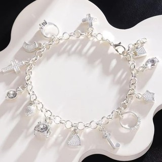 925 Prata Banhado Corrente Pulseira Para Mulheres Jóias De Prata Moda Charme Corrente Pulseira Jóias Acessório