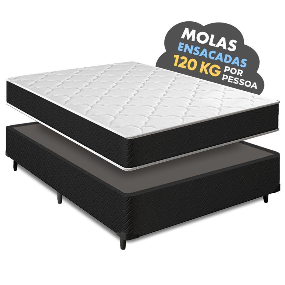 Cama Box Casal + Colchão Molas Ensacadas Pergola Europillow 138x188x63cm