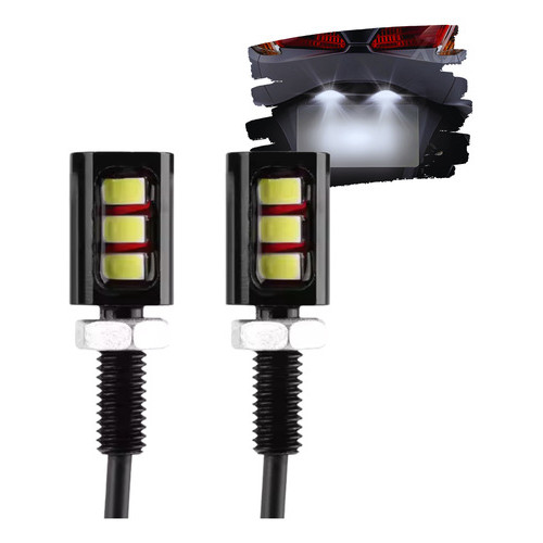 Led Para Placa De Moto E Carro Parafuso 3 Chip Led 2 Pçs Par