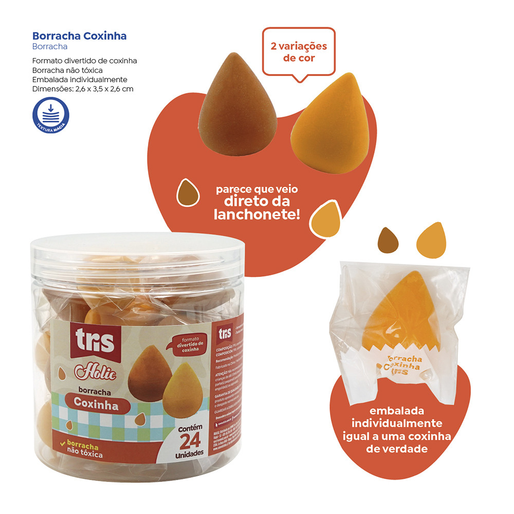 Borracha Coxinha Lanchinhos Tris Coleção Holic Divertida Papelaria