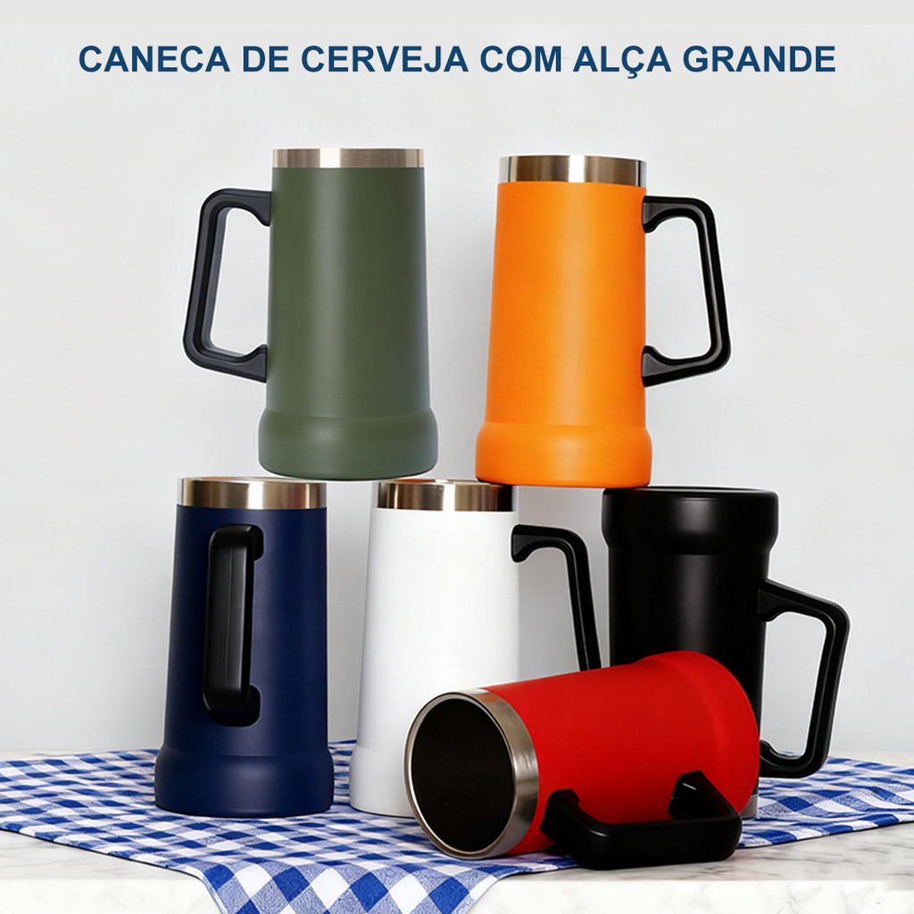 Caneca Térmica Chopp Cerveja Camada Dupla Inox 710ml