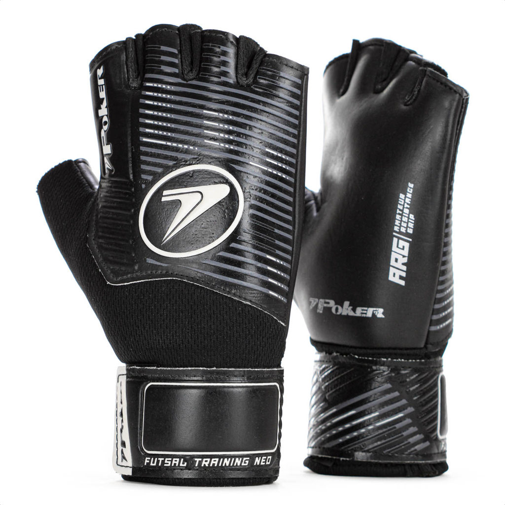 Luva de Goleiro Poker Futsal Training Neo Preto Cinza e Branco - Adulto em Oferta na Shopee