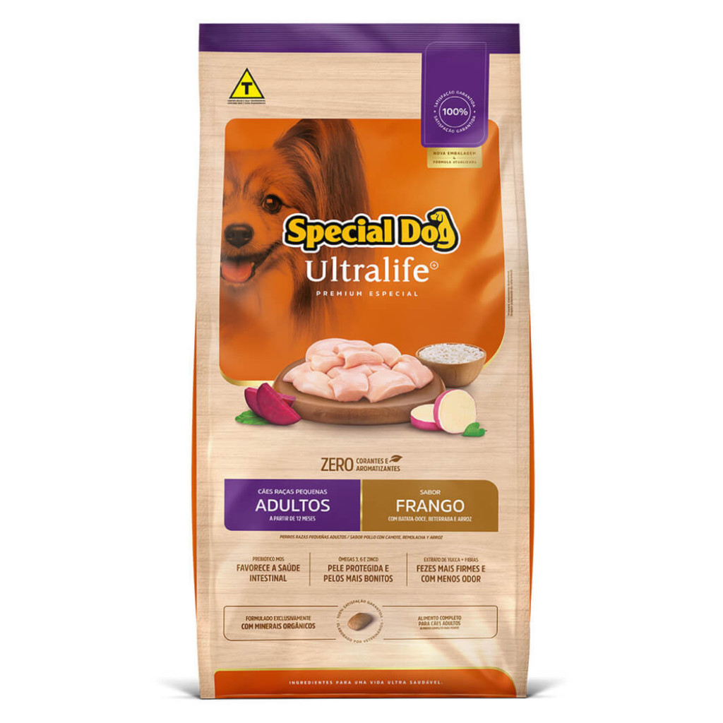 Ração Special Dog Ultralife Cães Adultos Raças Pequenas 1kg Sabor Frango, Batata-Doce, Beterraba e Arroz