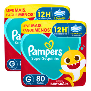 Fralda Descartável Pampers G Super Sequinha Kit 2 Pacotes 160 Unidades em Oferta na Shopee