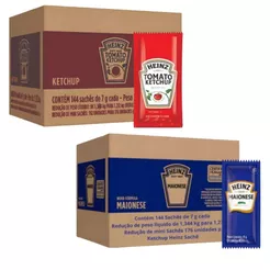 Kit Maionese e Ketchup Heinz 2 Caixas 288 Sachês 7g