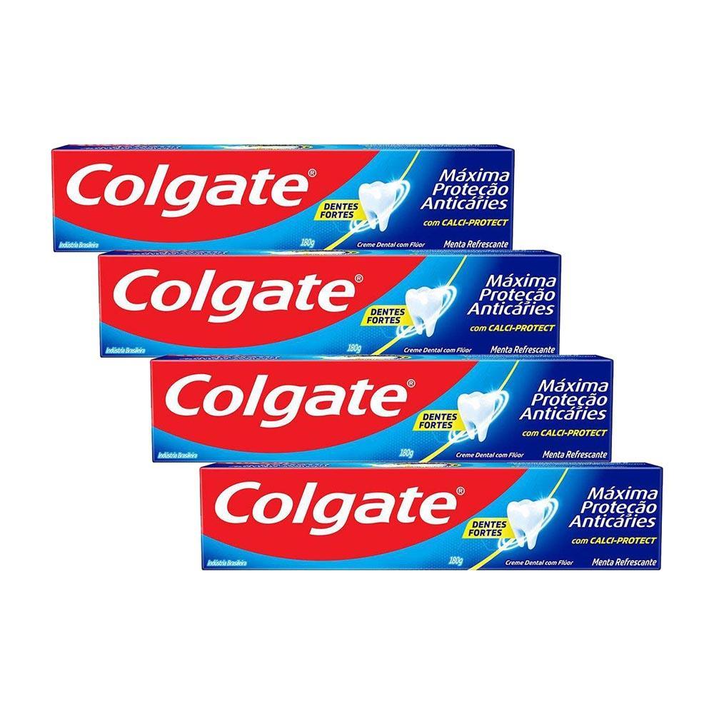 Kit 4 Cremes Dentais Colgate Máxima Proteção Anticáries Tamanho Família 180g em Oferta na Shopee
