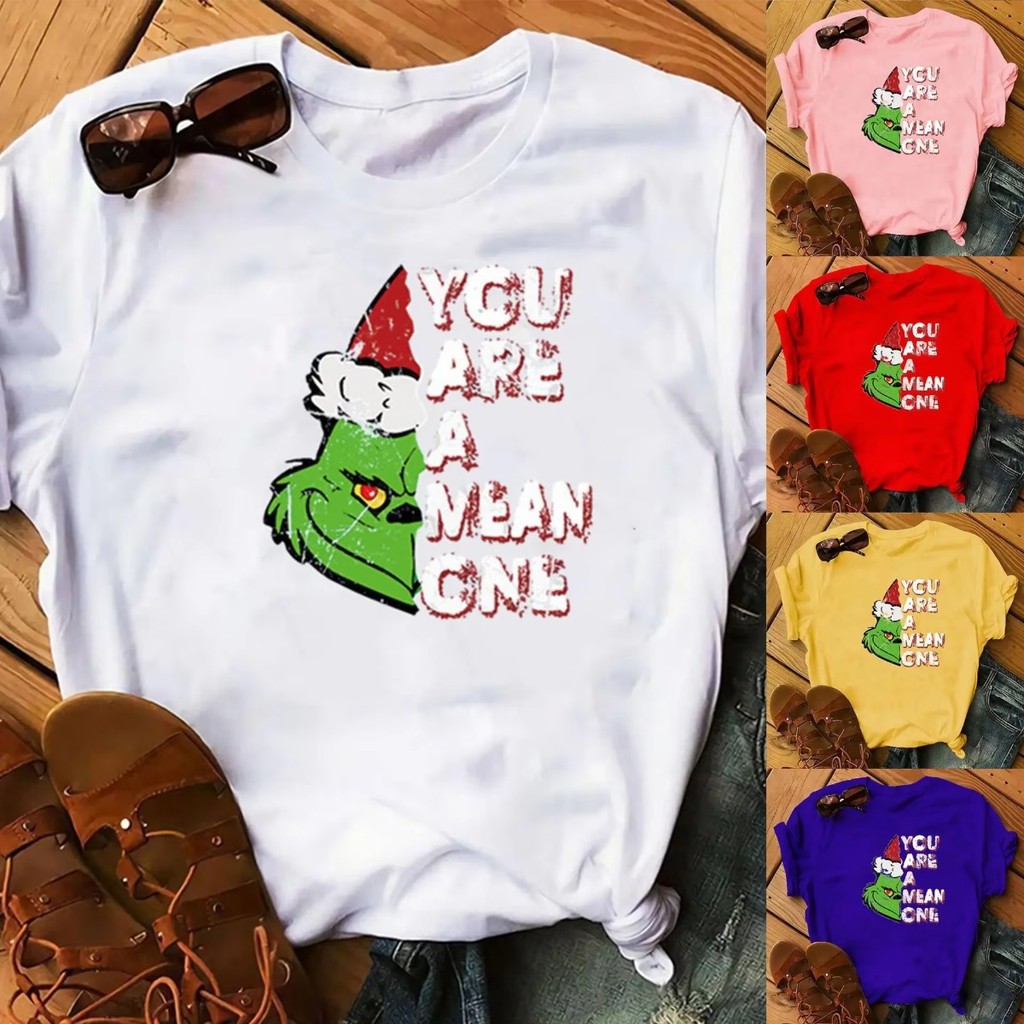Camiseta Natal The Grinch Blusa Tendência Casual Blusa Moda Jovem Unissex Plus Size Envio Rápido