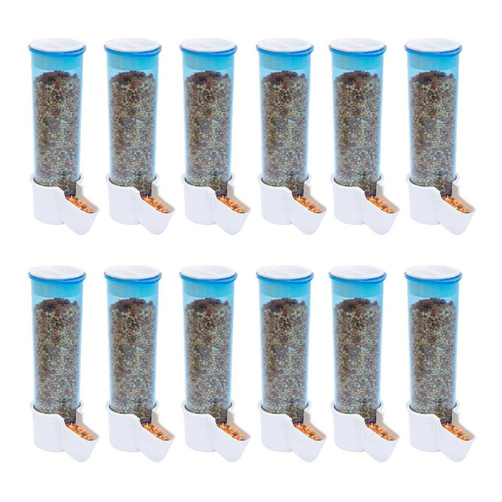 Kit 12 Comedouro Automático 120ml para Pássaros Malha Fina Alimentador Aves