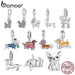 Amuleto De Raça De Cachorro Bamoer , Pingente De Prata Esterlina 925 Para Pulseira , Joia Memorial Amantes De Animais De