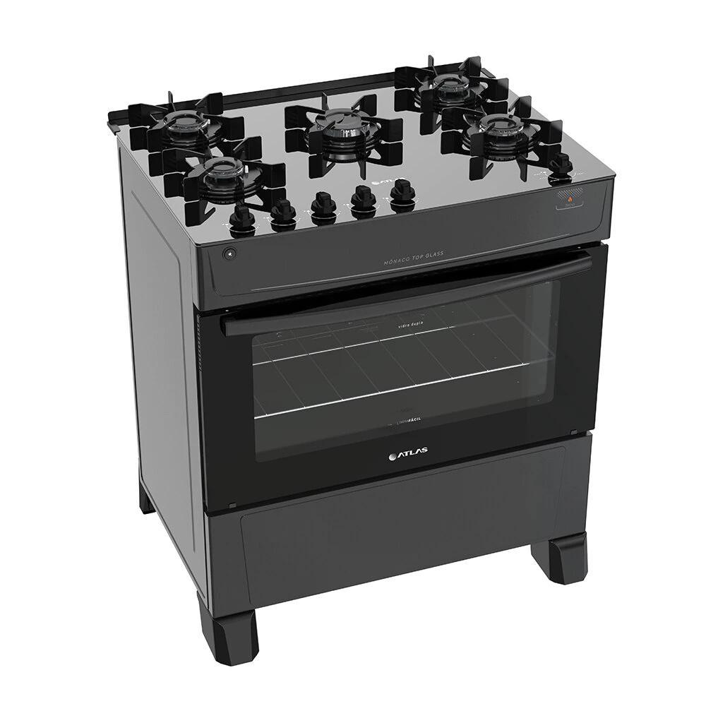 Fogão 5 Bocas Mônaco Top Glass Atlas em Oferta na Shopee