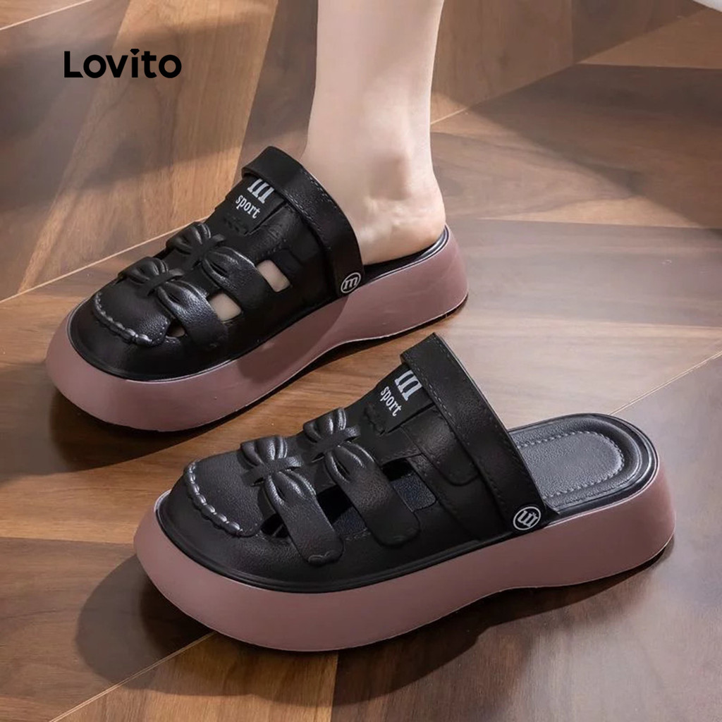 Detalhes do Lovito Sandálias Femininas Casuais com Sola Macia e Flexível de Várias bandas LFA93004