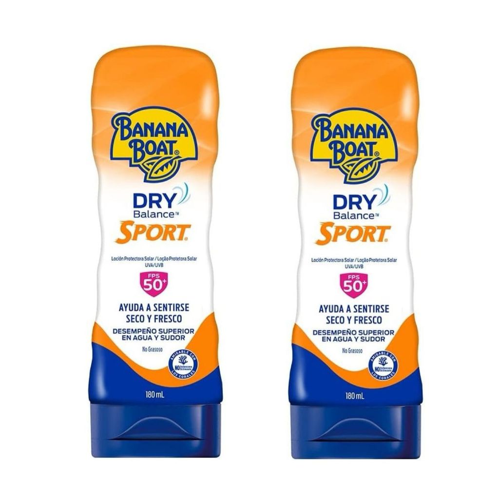 Kit 2 Protetor Bloqueador Filtro Solar Banana Boat Dry Balance Sport FPS50 180ml