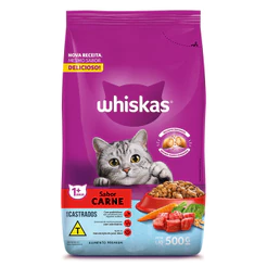 Ração Carne Gatos Adultos Castrados 900 g Whiskas