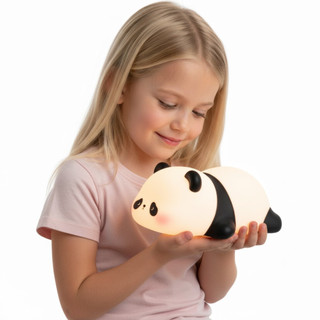 Luminária Abajur Infantil de Silicone Panda Com Sensor De Toque Recarregável Rgb 7 Cores Usb