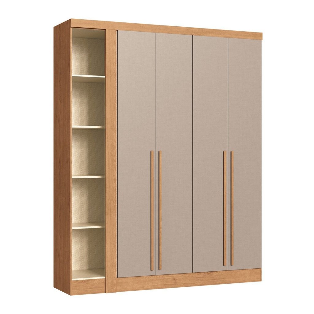 Módulo Guarda-Roupa de Canto 4 Portas 2 Gavetas Infinity Marrom/Cedro/Duna Cedro/Duna