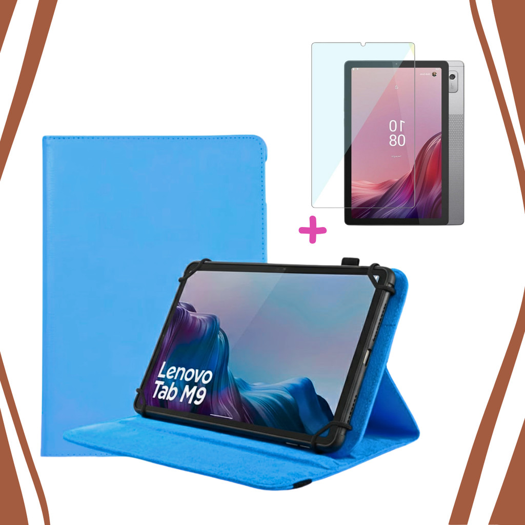 Capa Giratória + Película de Vidro para Tablet Lenovo M9 ou Só Película Ou Só Capa