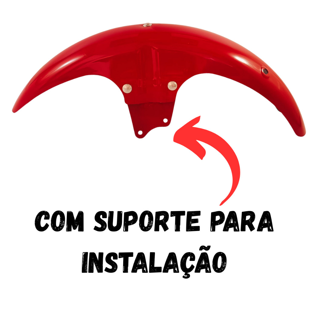 Paralama CG Today Titan 125 1983 a 1999 Vermelho Com Suporte - Padrão Original Dianteiro