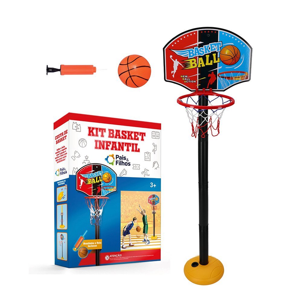Kit Basquete Infantil Completo Cesta De Basquete Com Bola Bomba De Ar Tabela De Basquete em Oferta na Shopee