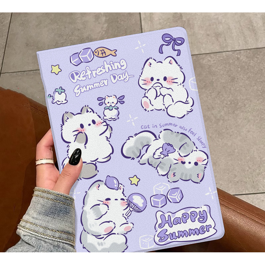 Capa Capinha Silicone Flip Gatinho Bonito para Tablet iPad Mini Air Pro10.5 10.9 12.9 pol 9 geracāo+Case Slot para Cane em Oferta na Shopee
