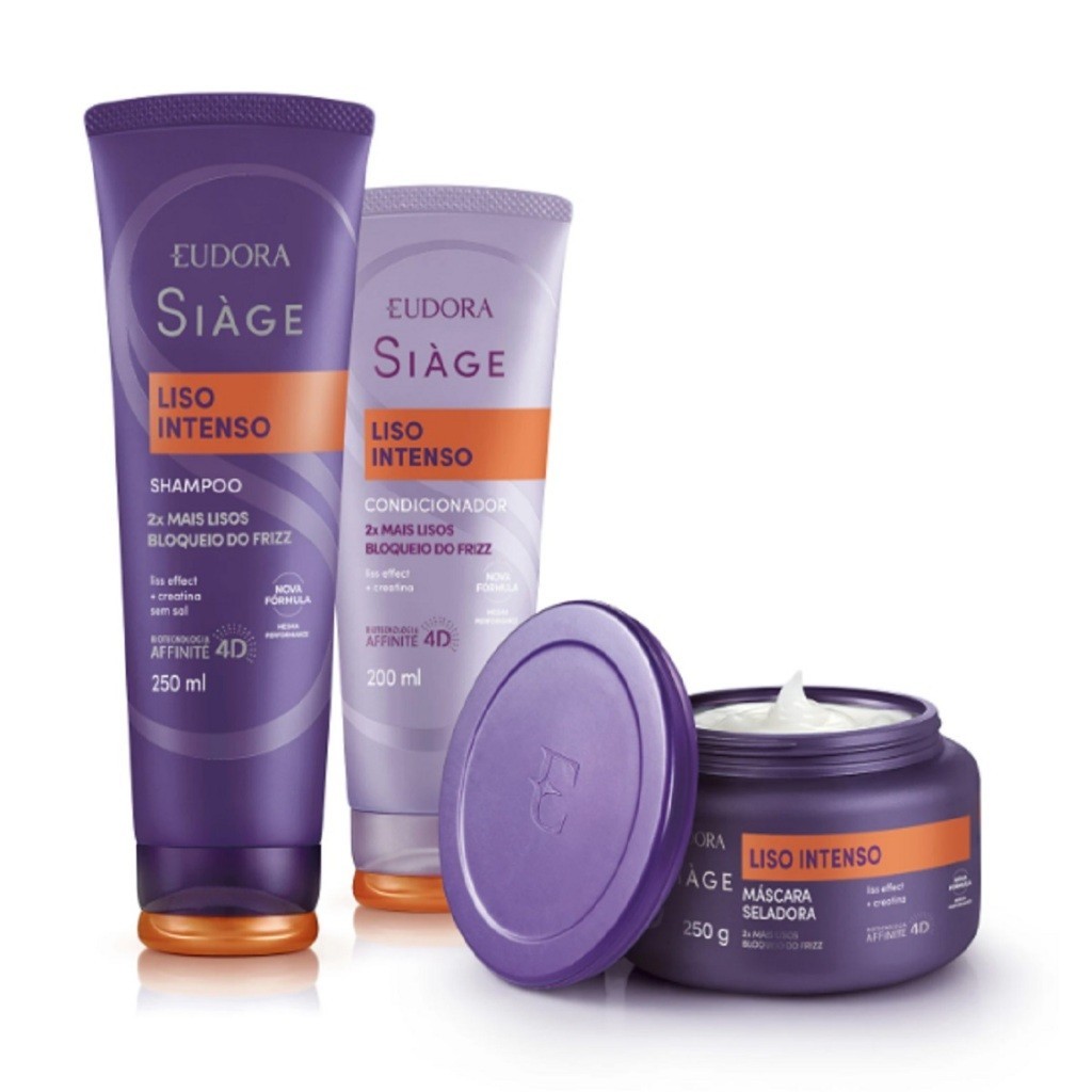 KIT Siàge Liso Intenso: Shampoo 250ml + Máscara 250g + Condicionador 200ml