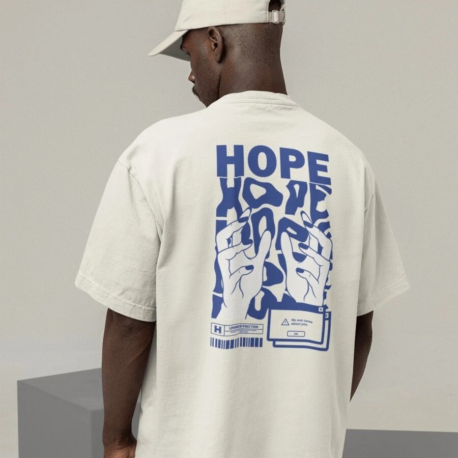 Camiseta Gola Alta Streetwear %100 Algodão Estilo Urbano Treino Casual Estampa Modelagem Grande