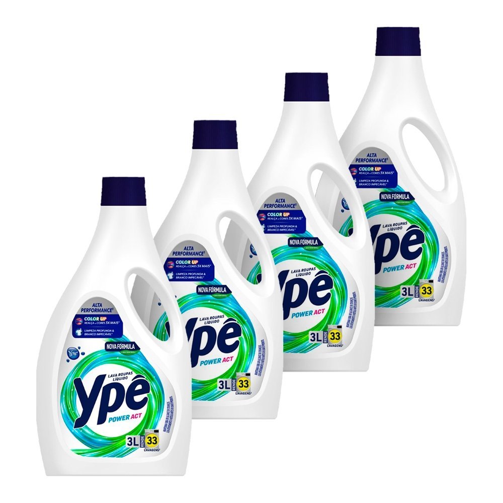 Sabão Liquido Ypê Power Act 3L - Embalagem com 4 Unidades em Oferta na Shopee