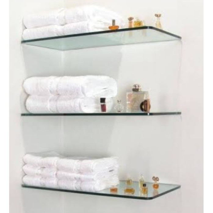Prateleira De Vidro Cantoneira Decorativa (10x40-50-60 cm 8mm) Para Sala Escritório Banheiro Casa e Cozinha