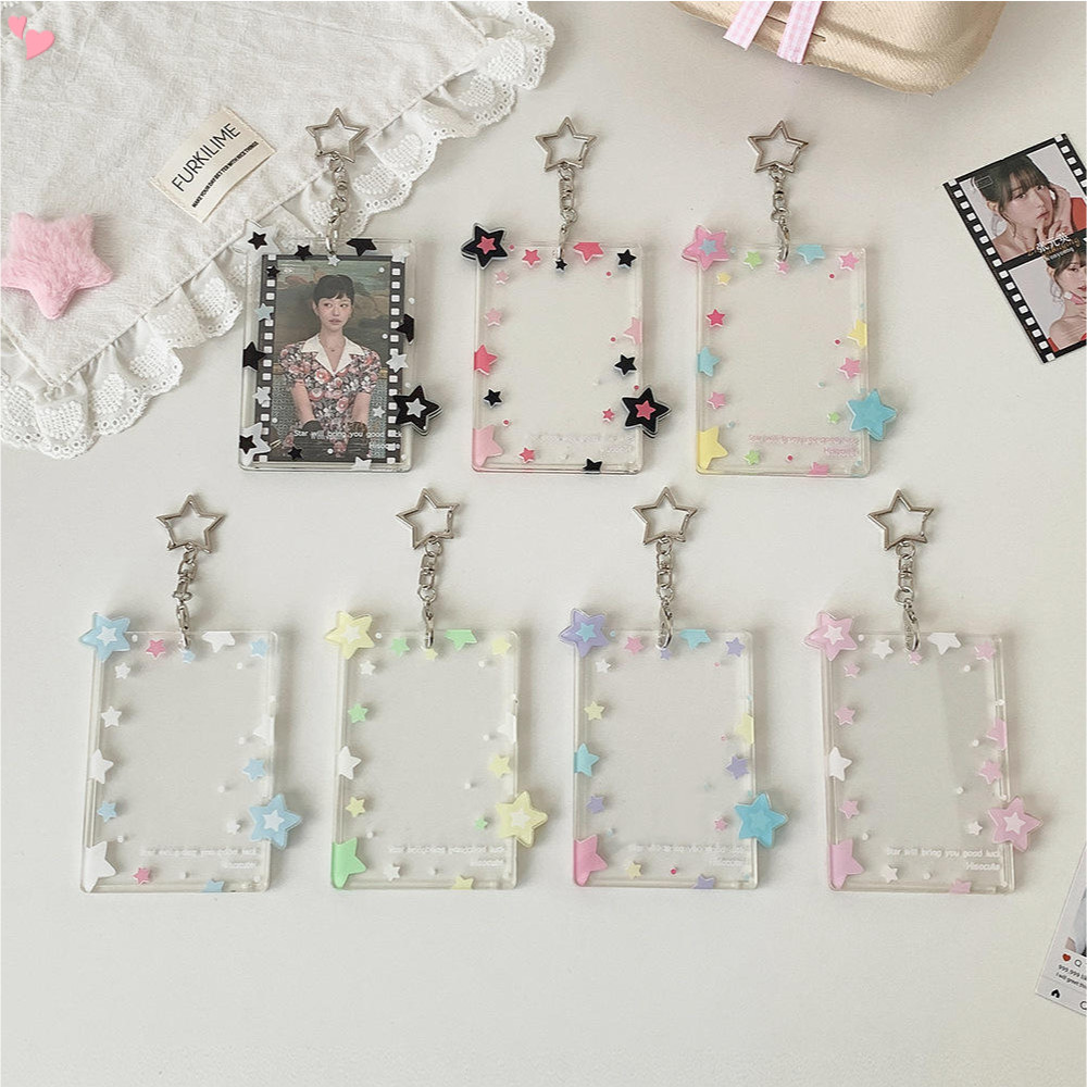 Chaveiro Porta-Cartões Fotográficos Estrela , Capa Protetora Rígida Para Cartão Portátil , Fofos Em Acrílico Transparent em Oferta na Shopee
