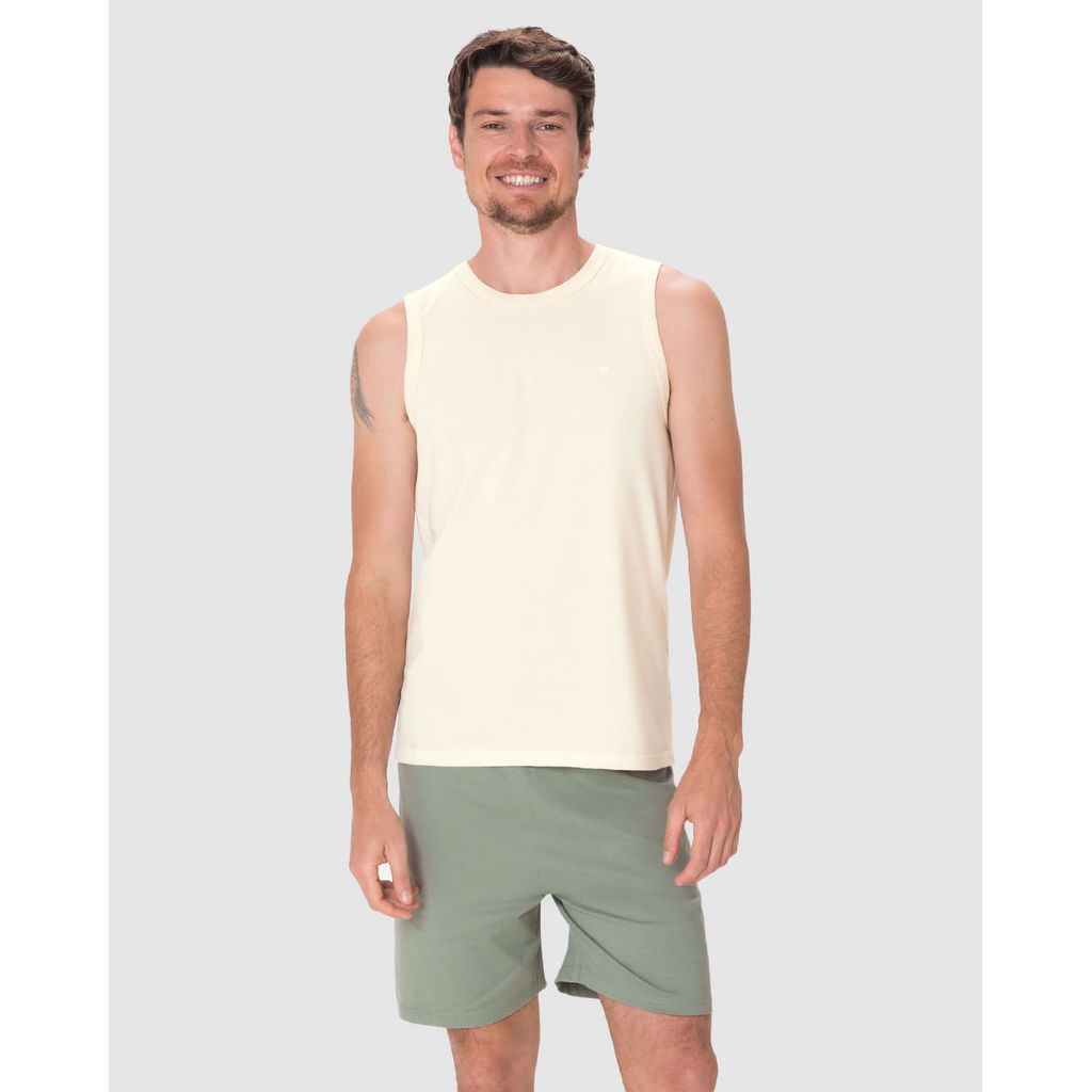 Pijama Curto Masculino Regata Alça Larga Em Malha Algodão