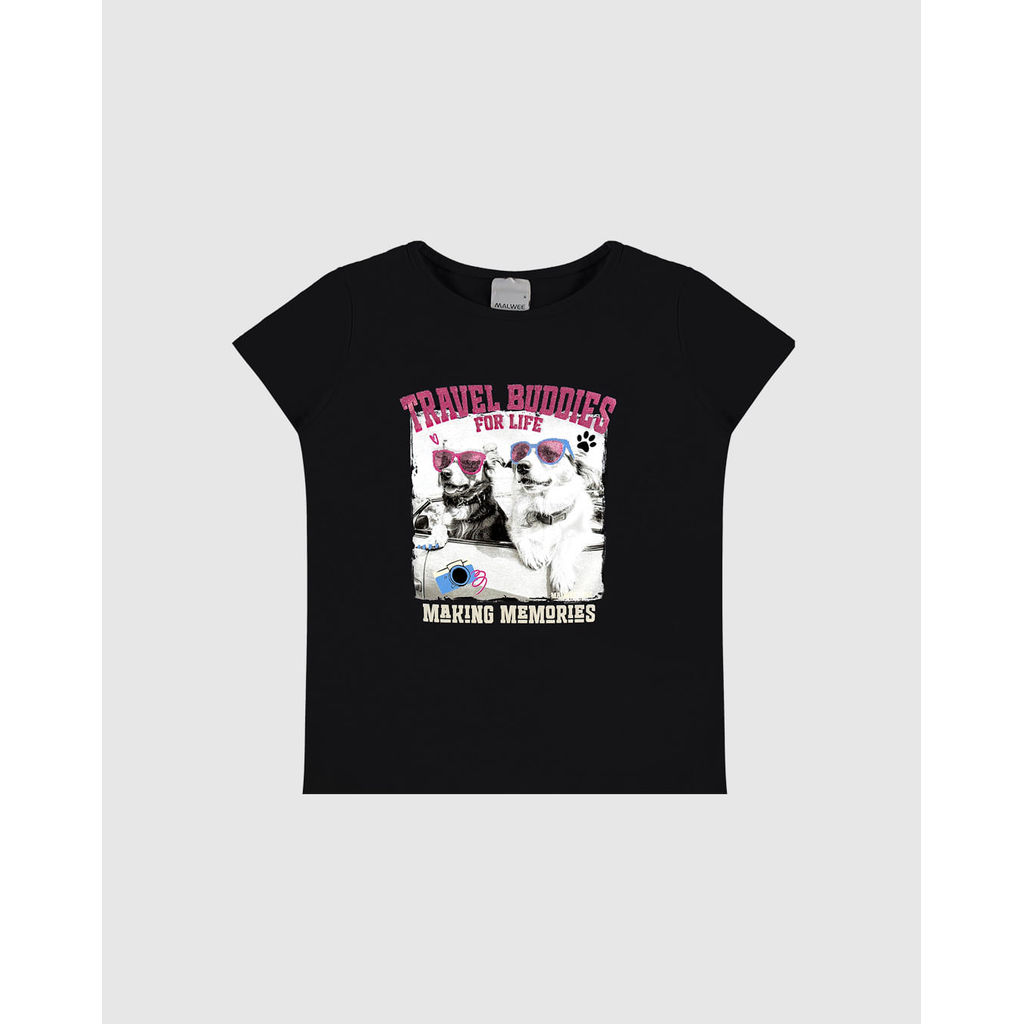 Blusa Infantil Menina Travel Buddies For Life Em Algodão Malwee Kids