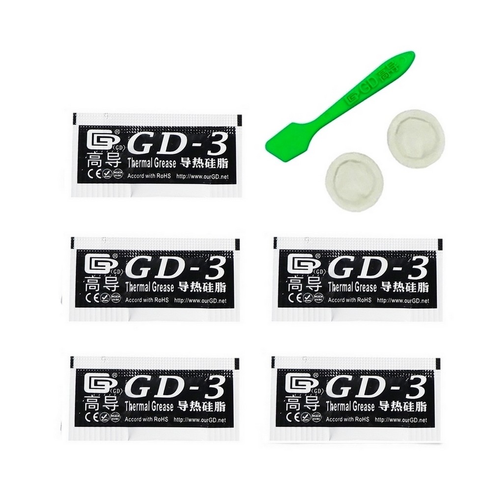 Kit 5 Pasta Térmica New GD-3 Alta Performance 7.5 W/mk 0,5g Processador Pc Gpu Ps4 Consoles