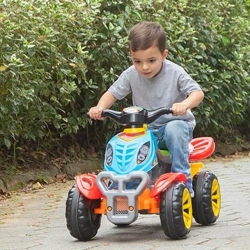 Quadriciclo Carrinho de Passeio Infantil com Pedal Haste para Empurrar Motoca Andador Bebe Criança