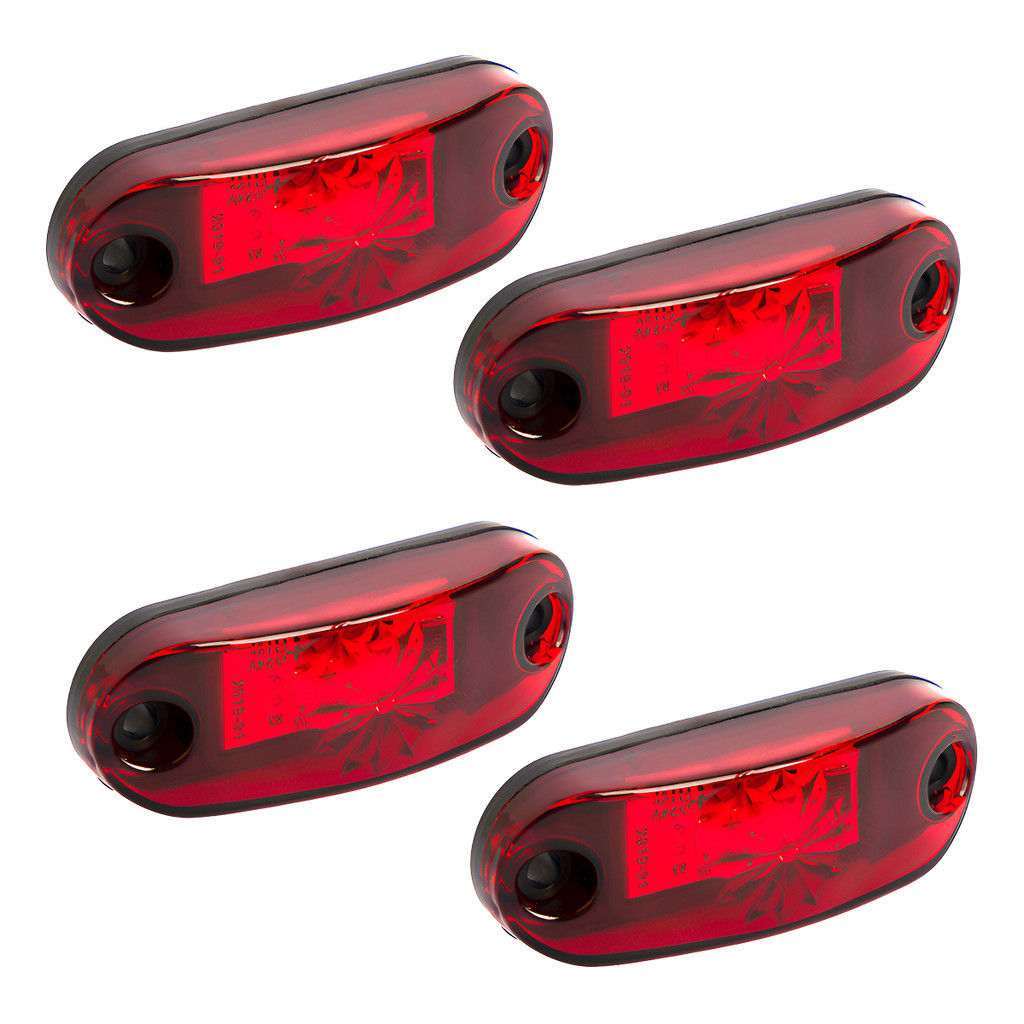 4 Sinaleira Lanterna 12v24v Led Vermelha Carro Moto Caminhão Fio Positivo E Negativo 4 Vermelha 4 Vermelha