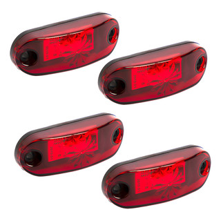 4 Sinaleira Lanterna 12v24v Led Vermelha Carro Moto Caminhão Fio Positivo E Negativo 4 Vermelha 4 Vermelha