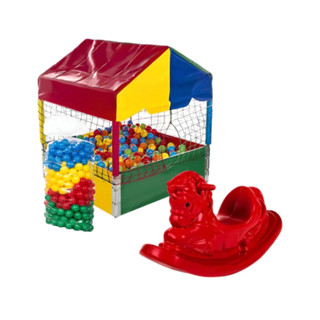 Piscina De Bolinhas Quadrada 1,00m Nacional Premium + 100 Bolinhas + 1 Gangorra Cavalinho em Oferta na Shopee