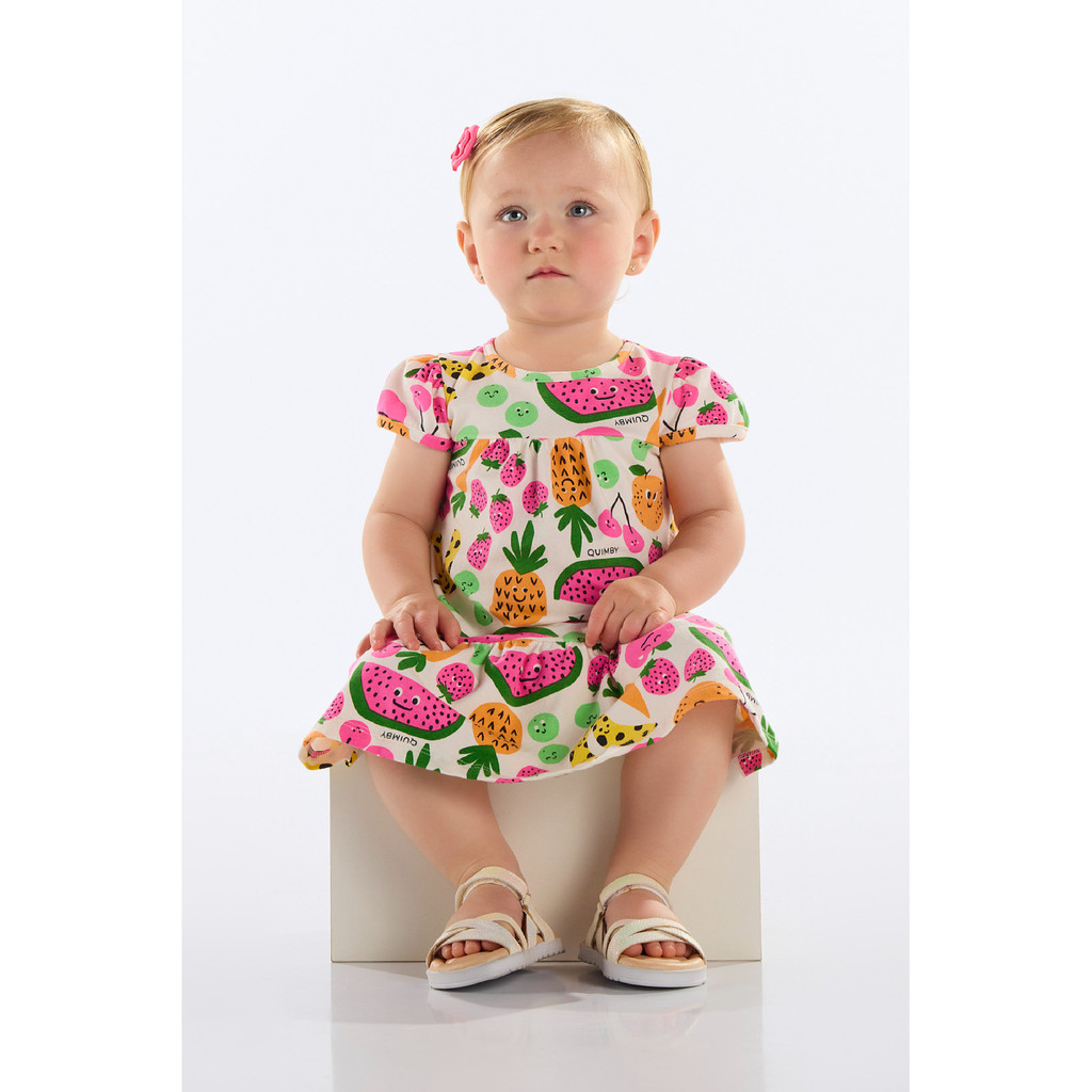 Vestido Frutinhas para Bebê Menina Quimby em Oferta na Shopee