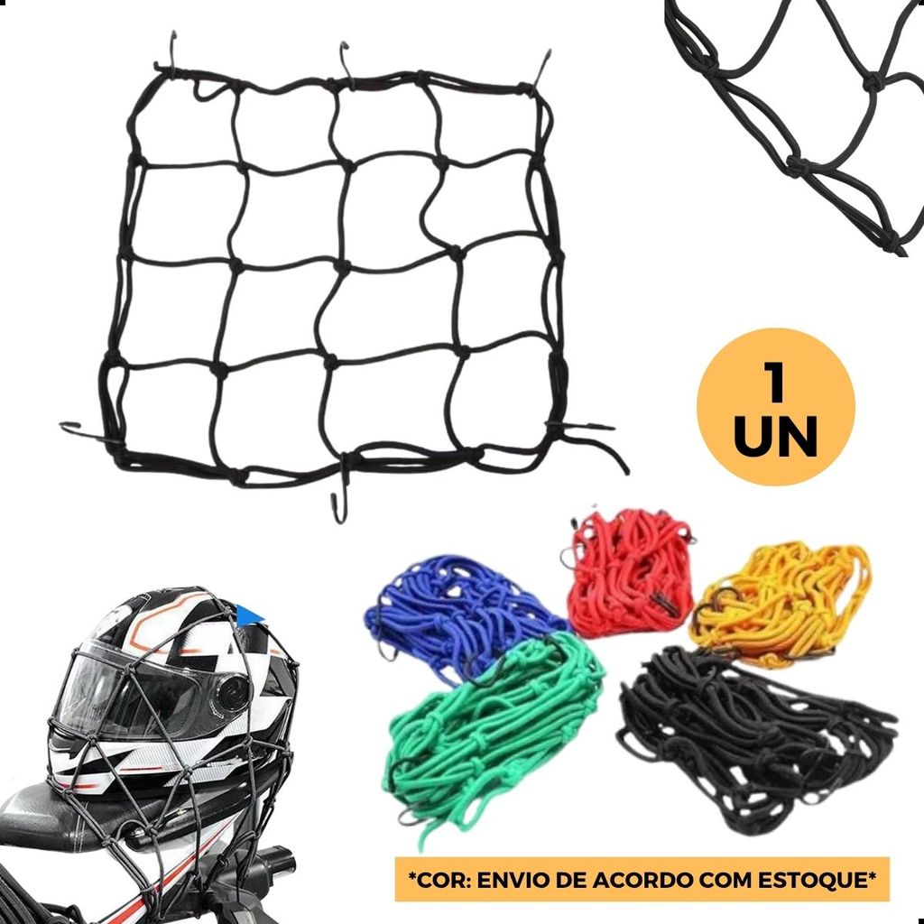 Rede Elástica Aranha Redinha 40x40 C/ 6 Ganchos Metal Moto Bike Bagageiro Capacete em Oferta na Shopee