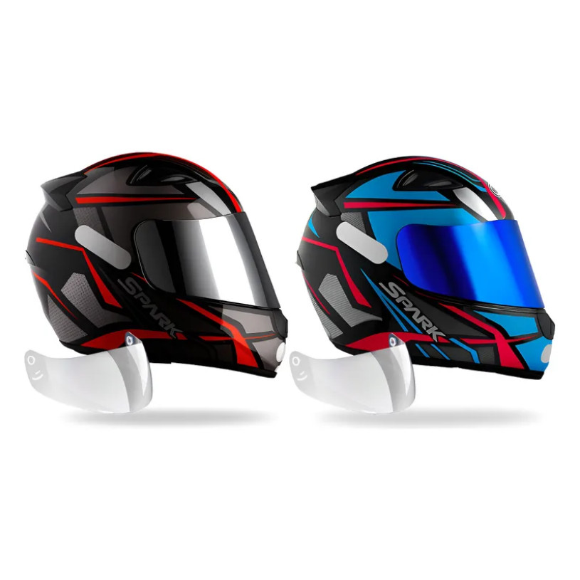 Kit Capacete Ebf Spider Vermelho e Spider Tiffany Mais Viseira Cromada e Iridium