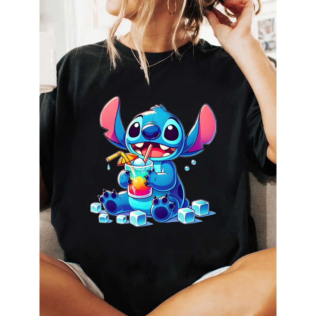 BR Moonlight Camiseta Feminina Disney Stitch Personagem Oficial Divertida Confortável Fofa Moda Casual