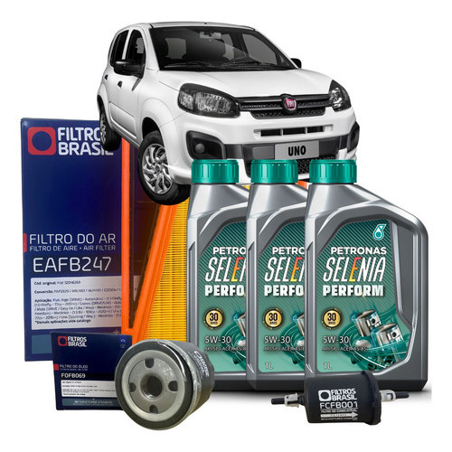 Kit Troca De Oleo Fiat Novo Uno 1.0 Firefly 3cil 2017 5w30