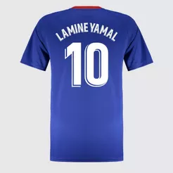 Camisa Barcelona Dry Fit Juvenil Azul e Vermelha 10 Lamine Yamal