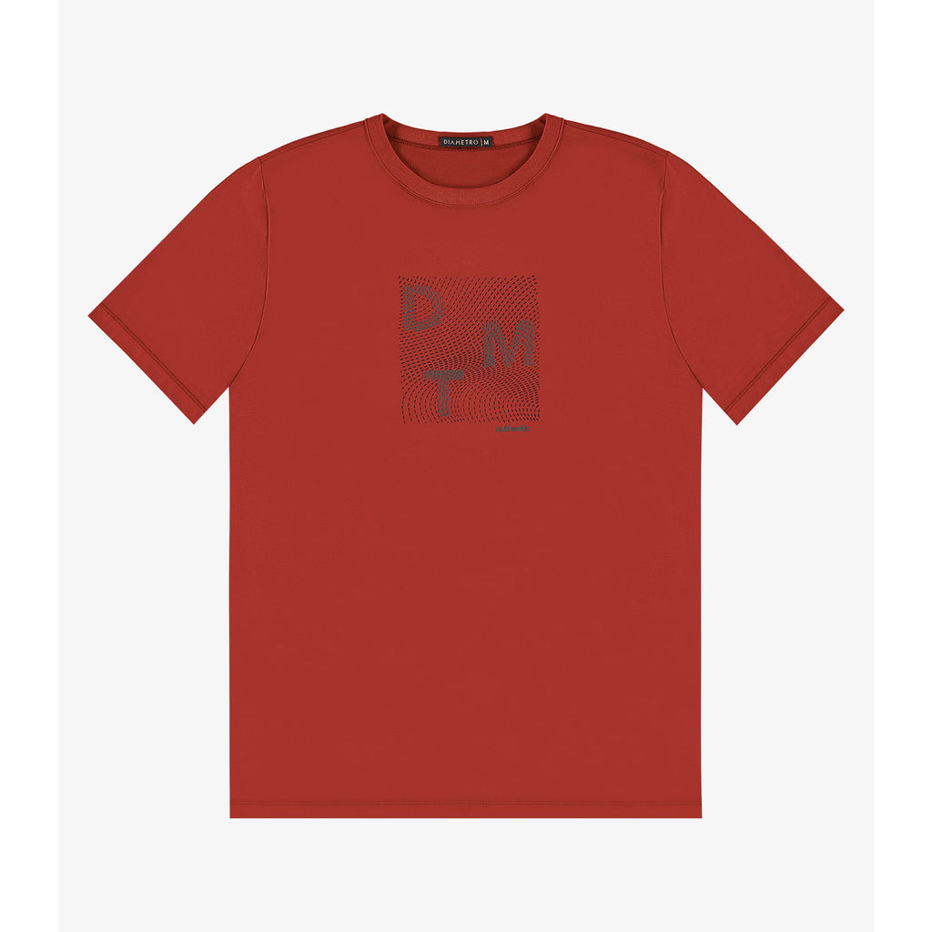 Camiseta Masculina em Meia Malha Diametro Vermelho em Oferta na Shopee