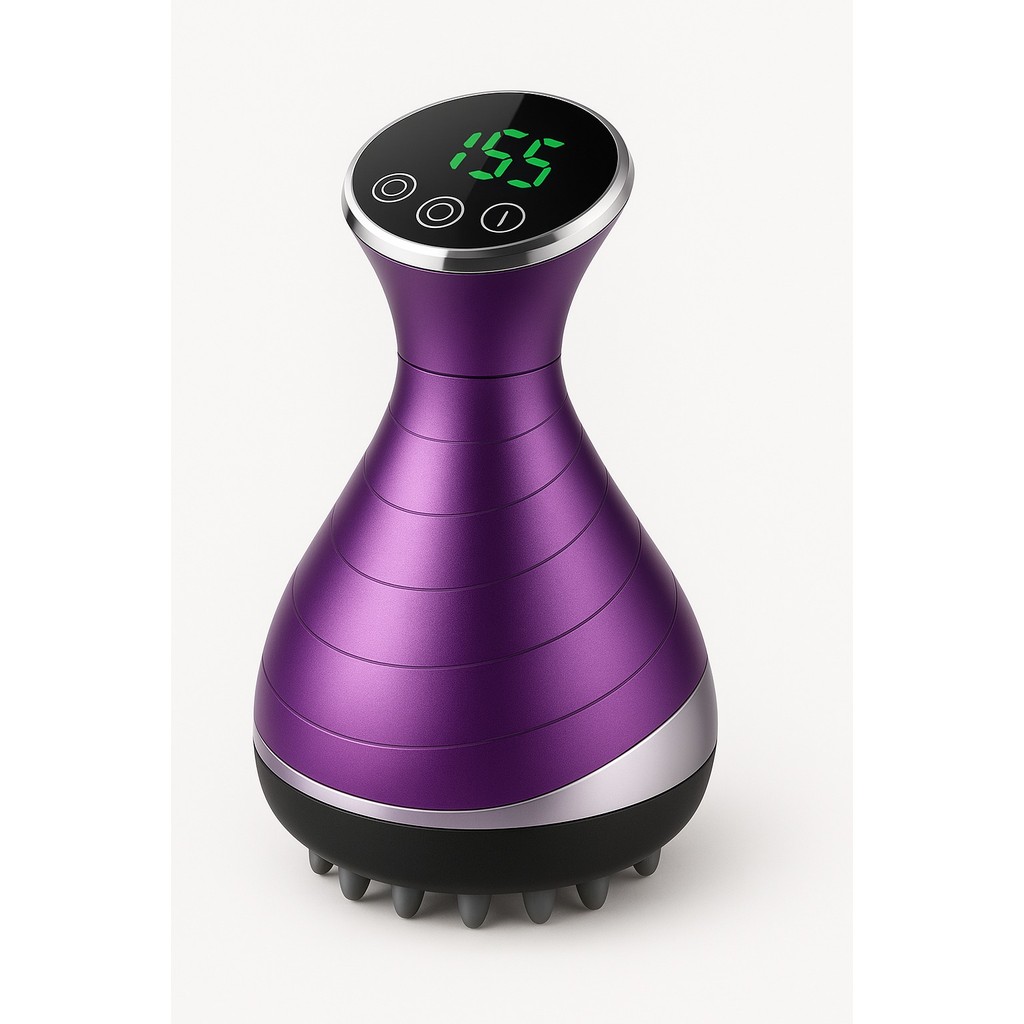 Massageador LED Recarregável USB 3em1 115x90mm Vibração, Micro corrente, Aquecimento P.QIU