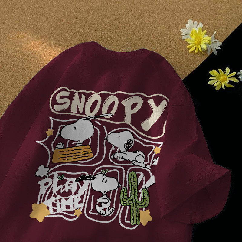 Velsiss Snoopy print Camisetas femininas da moda Camiseta Unissex de alta qualidade Camiseta Fitness Feminina 1107 em Oferta na Shopee