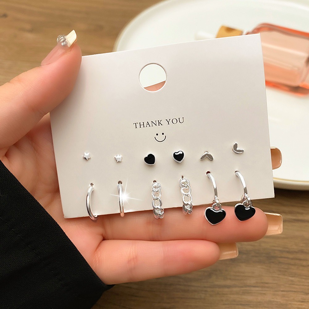 Kit 6 Conjunto De Brincos Múltiplos Coreanos – Joias Minimalistas Da Moda Para Mulheres